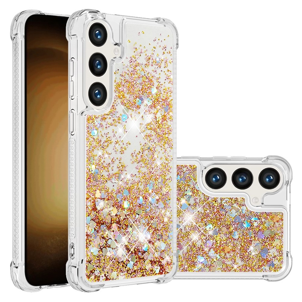 Glitter homokóra zselés tok Samsung Galaxy S24+ - arany/szív