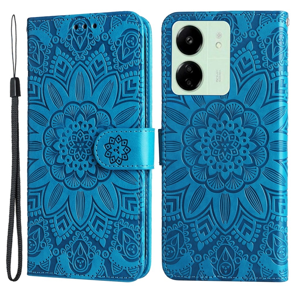 Napraforgó könyv tok Xiaomi Poco C65/Redmi 13C - kék