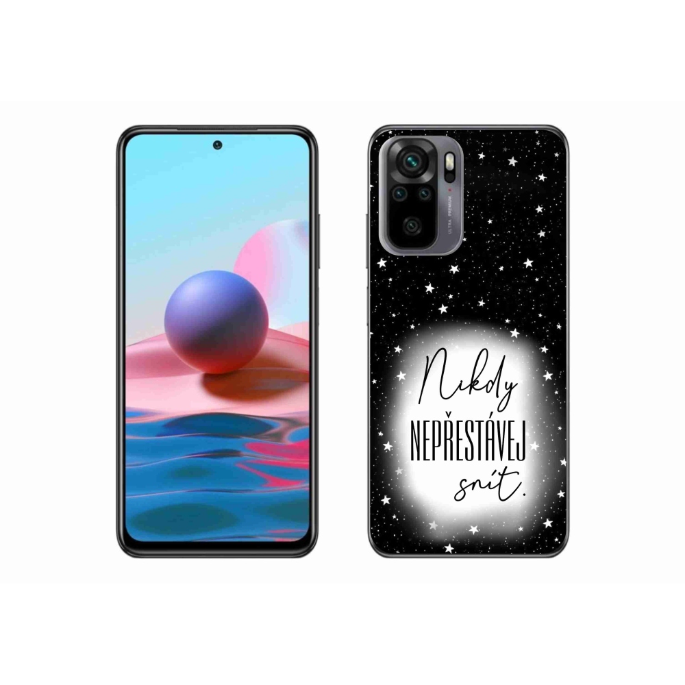 Gél borítás mmCase a Xiaomi Redmi Note 10S-hez - idézet 1 fehér és fekete háttérrel