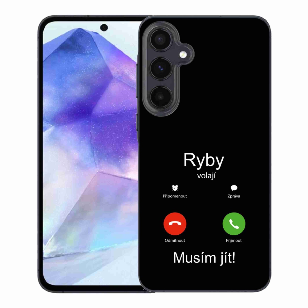 Gél borító mmCase Samsung Galaxy A55 5G - hal hívás fekete háttérrel