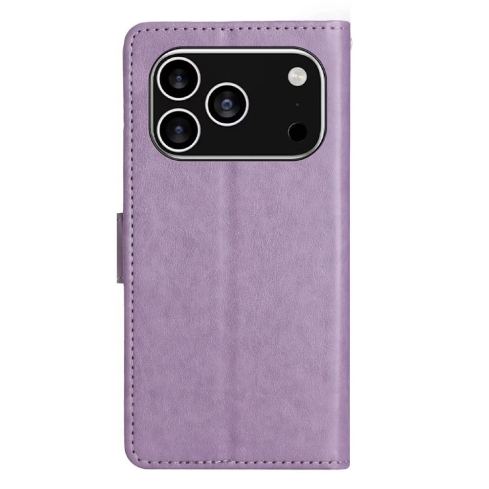 Virágok könyvtáska iPhone 17 Pro készülékhez - világos lila
