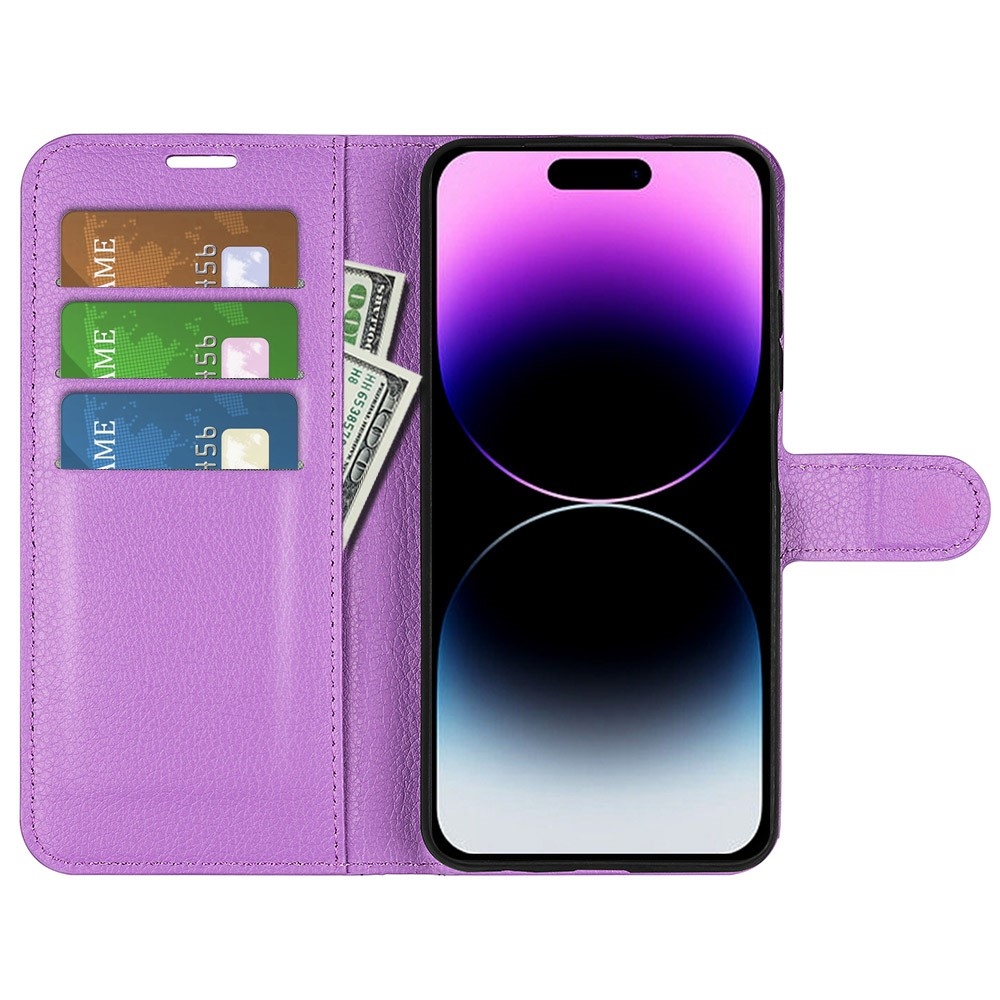 Litchi könyvtáska iPhone 15 Pro Max készülékhez - lila