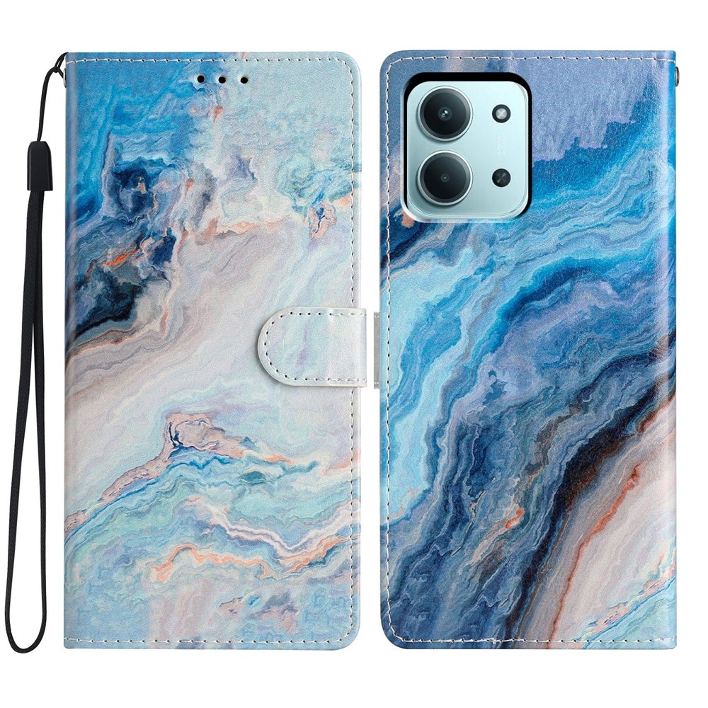 Egyedi könyv tok Xiaomi Redmi 15C 4G/5G (173mm) - kék márvány