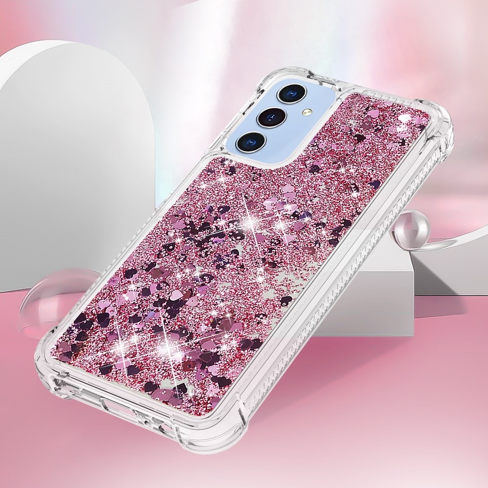 Glitter homokóra zselés tok Samsung Galaxy A26 5G - rózsaarany/szív