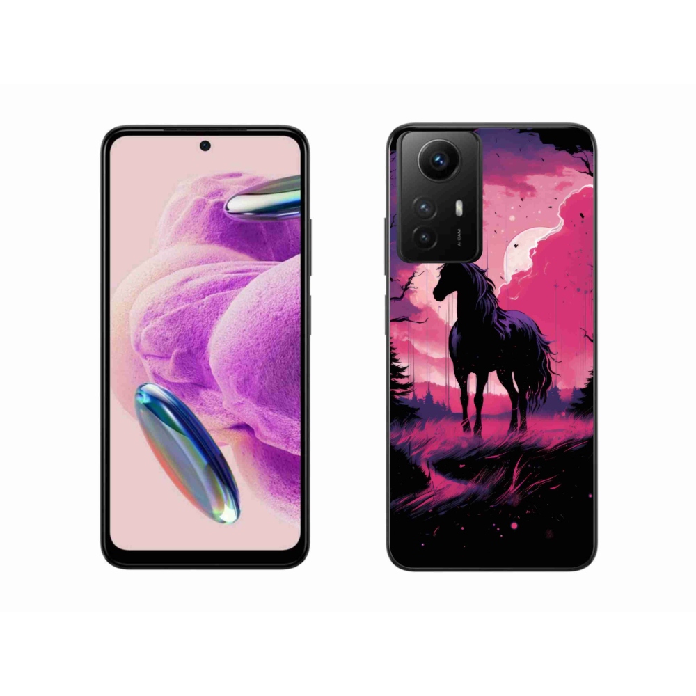 Gél borítás mmCase a Xiaomi Redmi Note 12S-hez - fekete rajzfilm ló 1