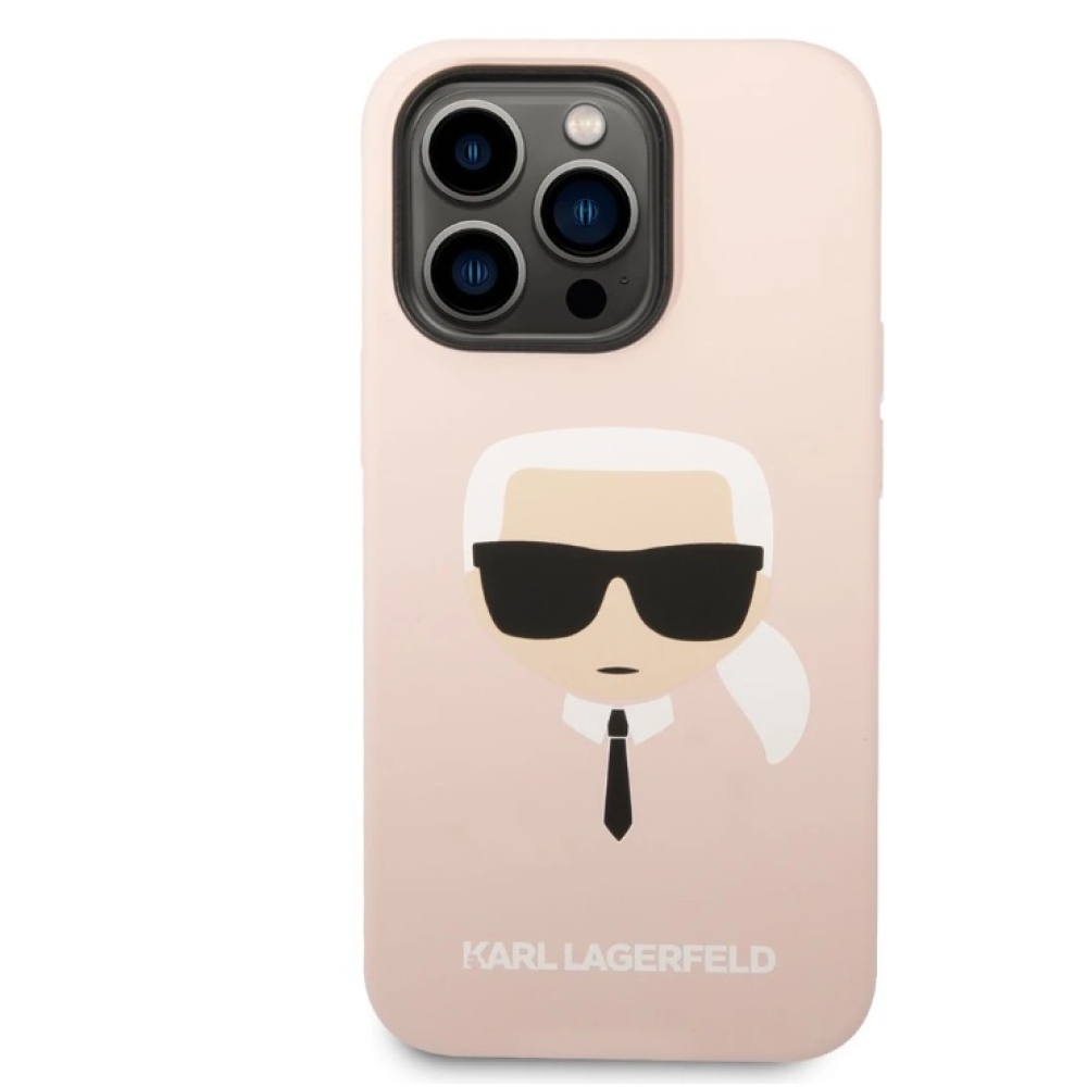 Karl Lagerfeld Liquid Silicone Karl Head Karl Head iPhone 14 Pro Max borító rózsaszín