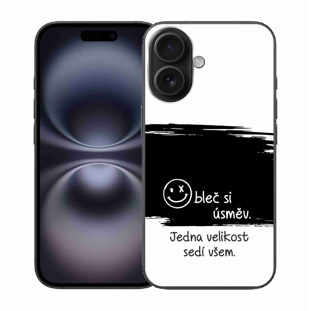 Gél borító mmCase iPhone 16-hoz - vicces szöveg 8 fekete-fehér háttérrel