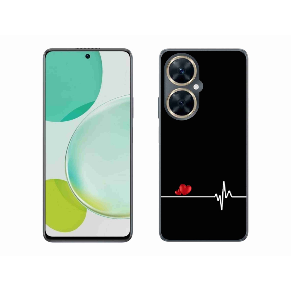 Gél borító mmCase a Huawei Nova 11i készülékre - szív és szívverés fekete háttérrel