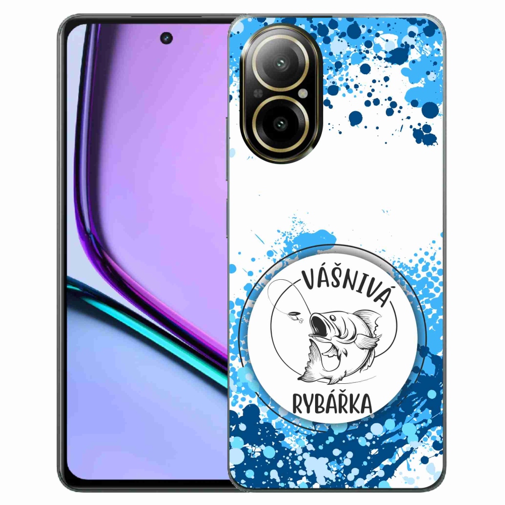 Gél borító mmCase a Realme C67 készülékhez - szenvedélyes halásznő fehér háttérrel