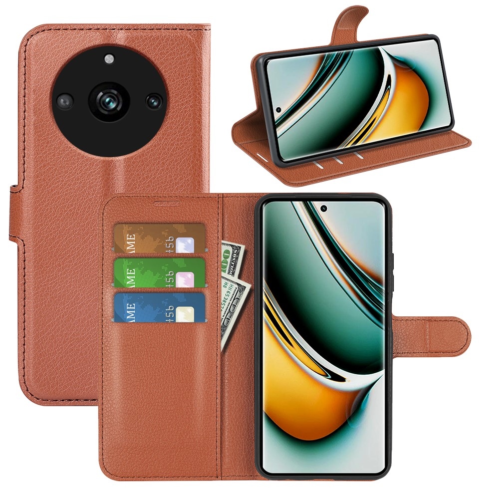 Litchi könyvtáska a Realme 11 Pro 5G/11 Pro+ 5G modellhez - barna