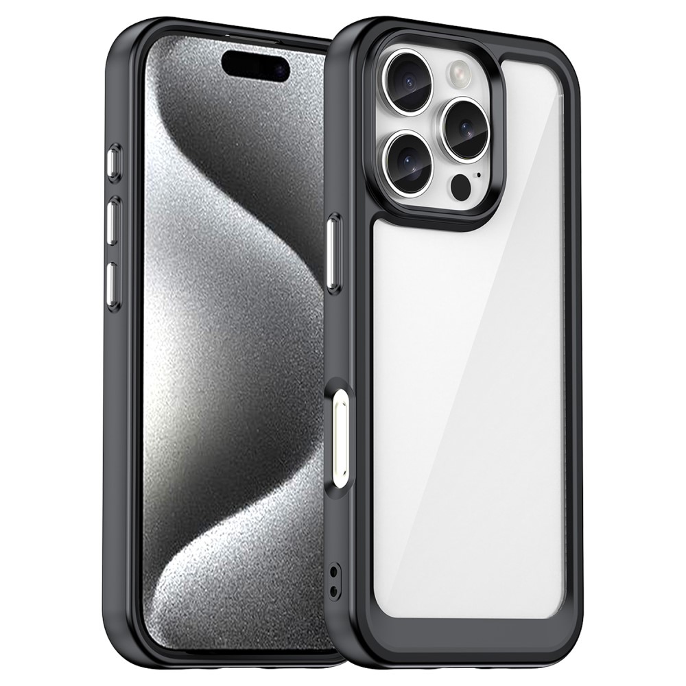 Gél tok fix hátlappal iPhone 16 Pro készülékhez - fekete