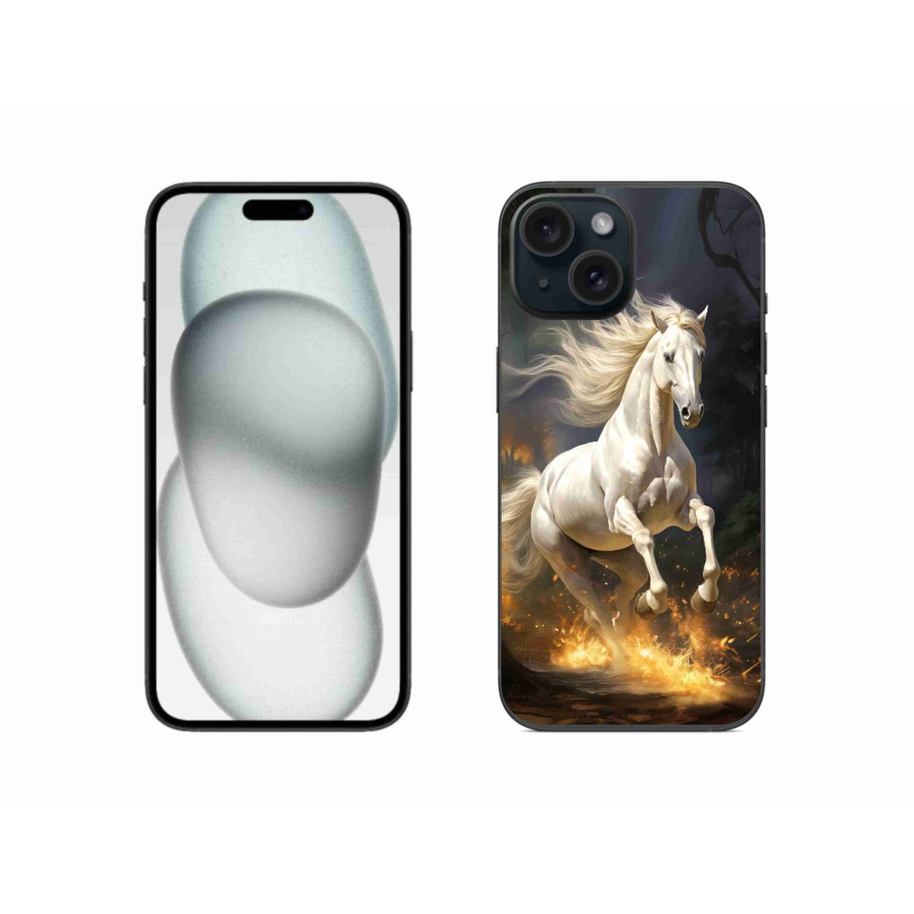 Zselés borítás mmCase iPhone 15 készülékhez - fehér ló 2