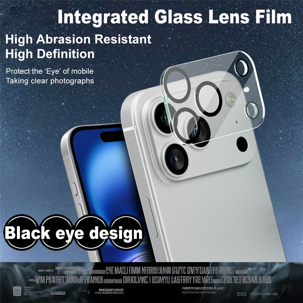IMK kamera lencse üveg iPhone 17 Pro-hoz - fekete gyűrűk