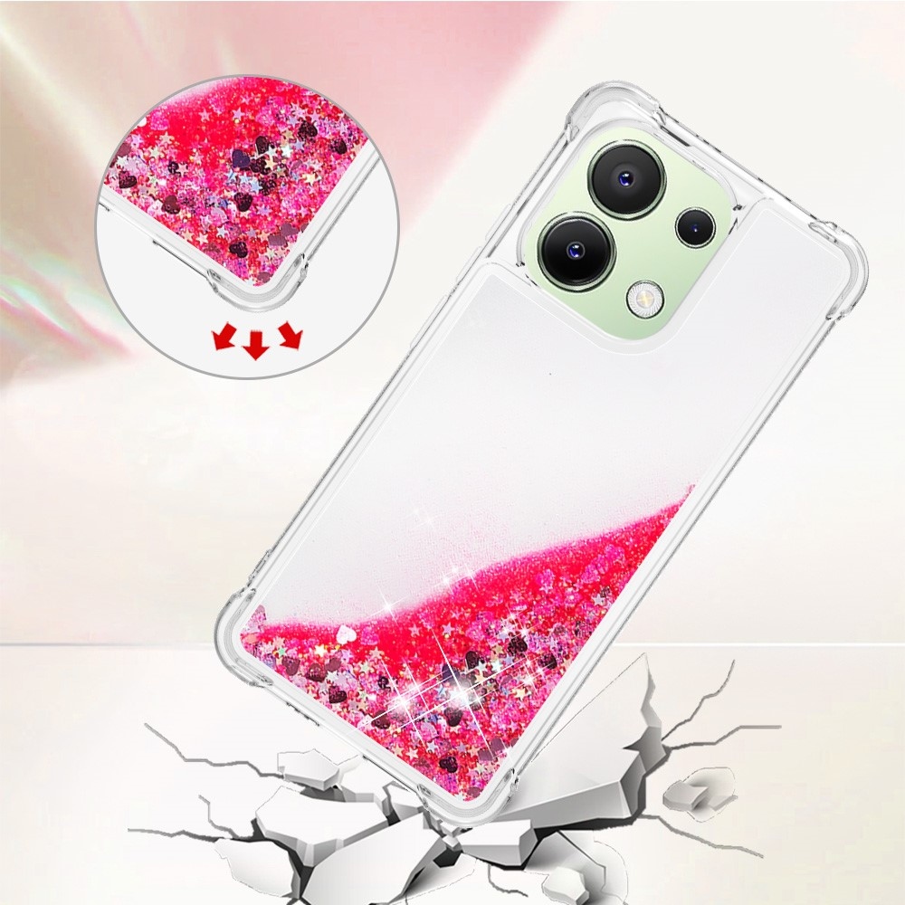 Glitter zselés homokóra tok Xiaomi Redmi Note 13-hoz - rózsaszín/szívek