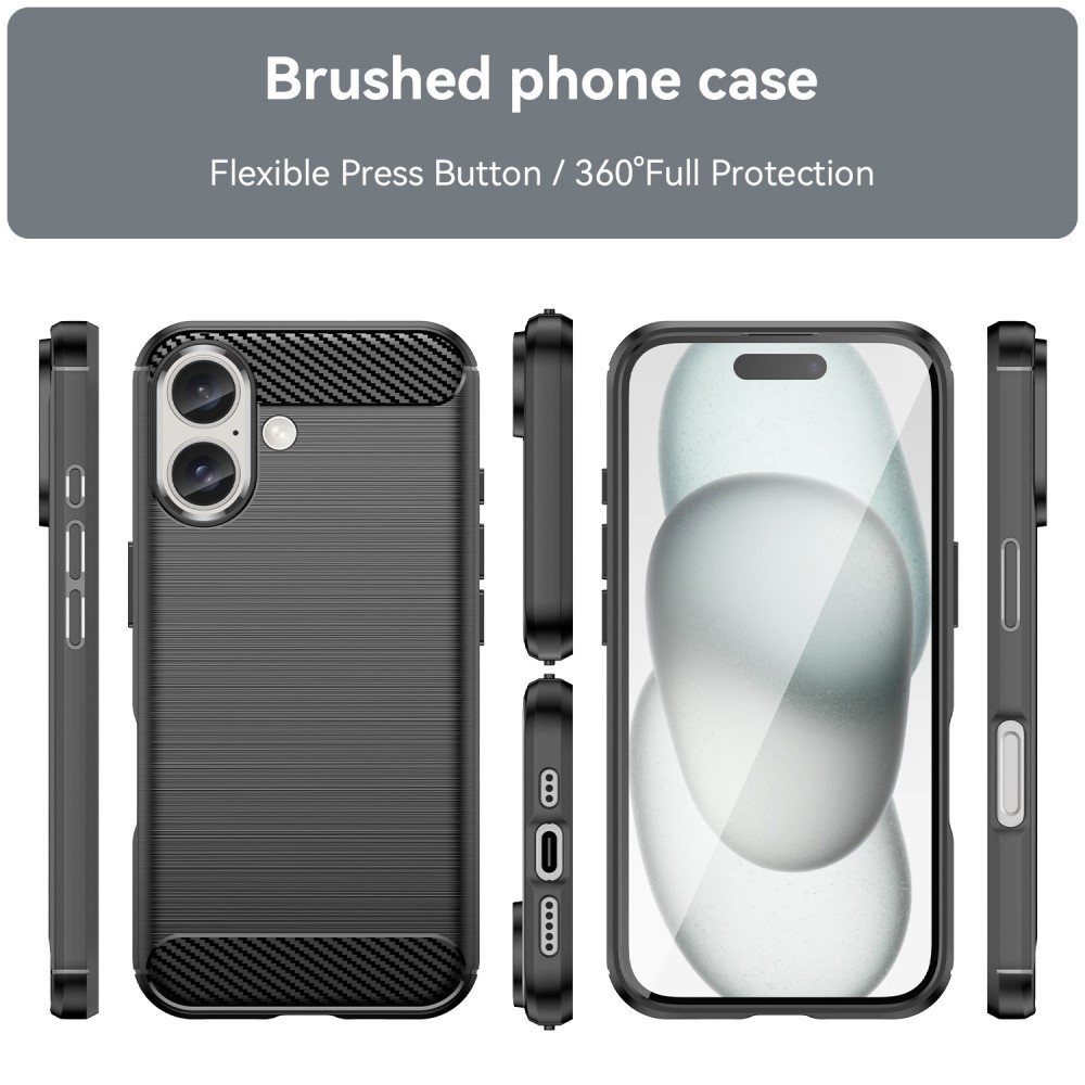 Szénszálas tartós zselés tok iPhone 16 készülékhez - fekete