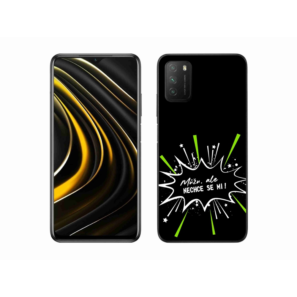 Gél borító mmCase a Xiaomi Poco M3-hoz - vicces szöveg 11 fekete háttér