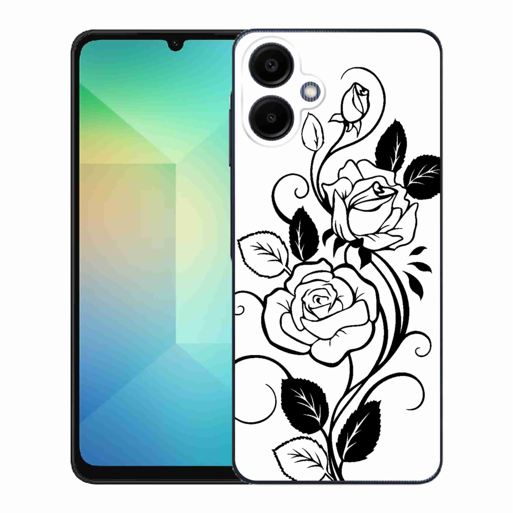 Zselés borítás mmCase Samsung Galaxy A06 4G - fekete és fehér rózsa