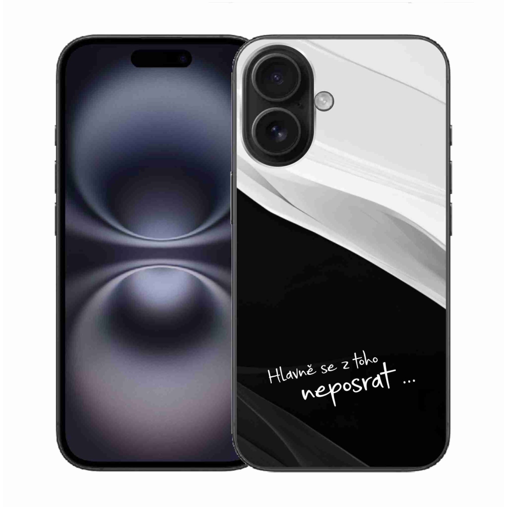 Gél borító mmCase iPhone 16-hoz - vicces szöveg 13 fekete-fehér háttérrel