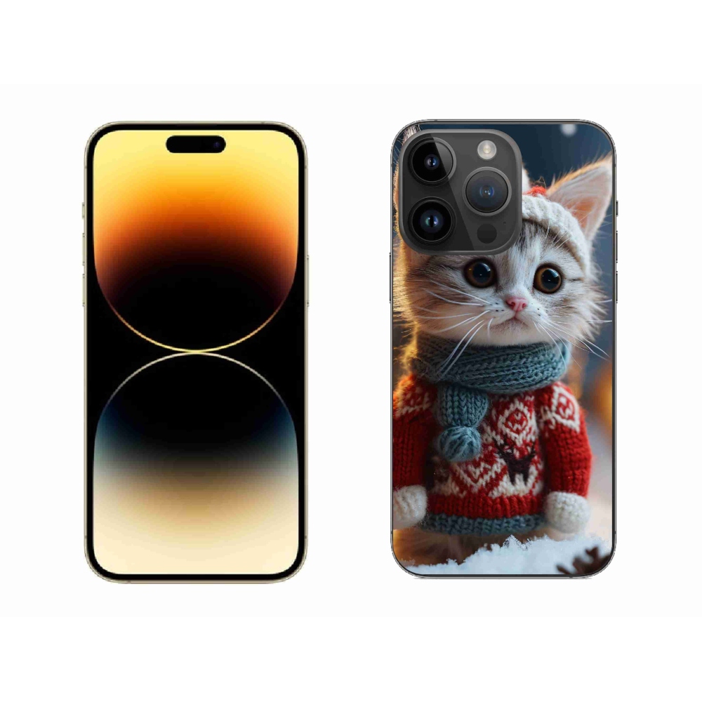 Gél borítás mmCase iPhone 14 Pro Max készülékhez - cica pulóverben