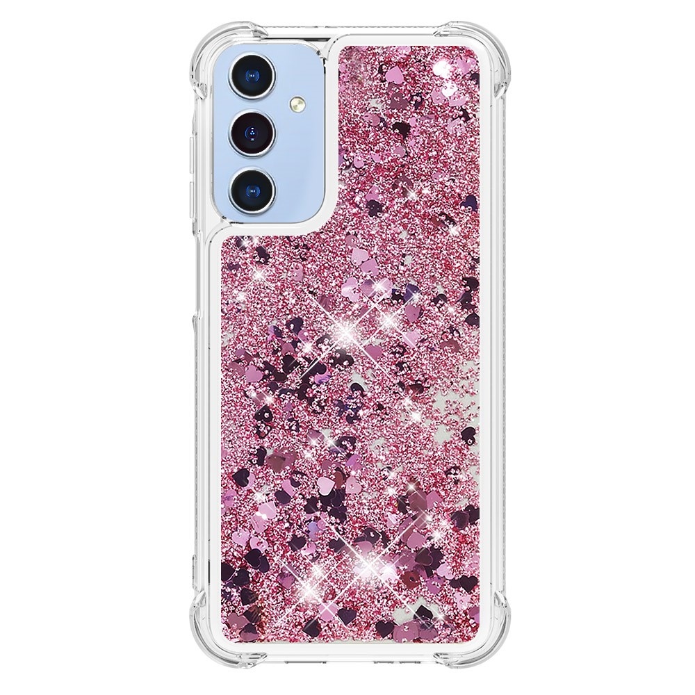 Glitter homokóra zselés tok Samsung Galaxy A26 5G - rózsaarany/szív