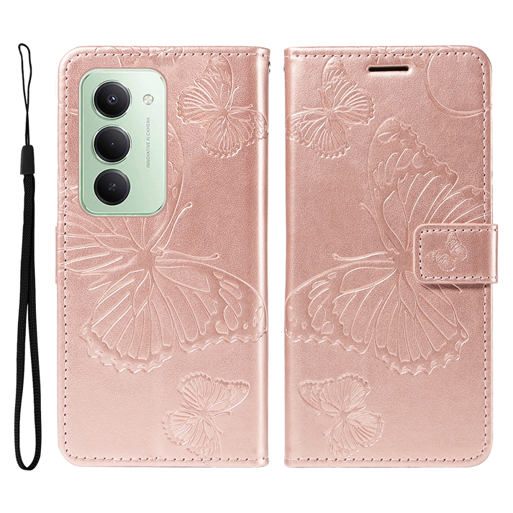 Nagy pillangó könyv tok Xiaomi Redmi 15 4G (171mm) - rózsaarany