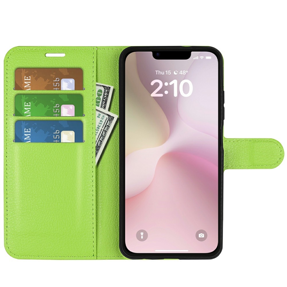 Litchi könyvtáska iPhone 16e készülékhez - zöld