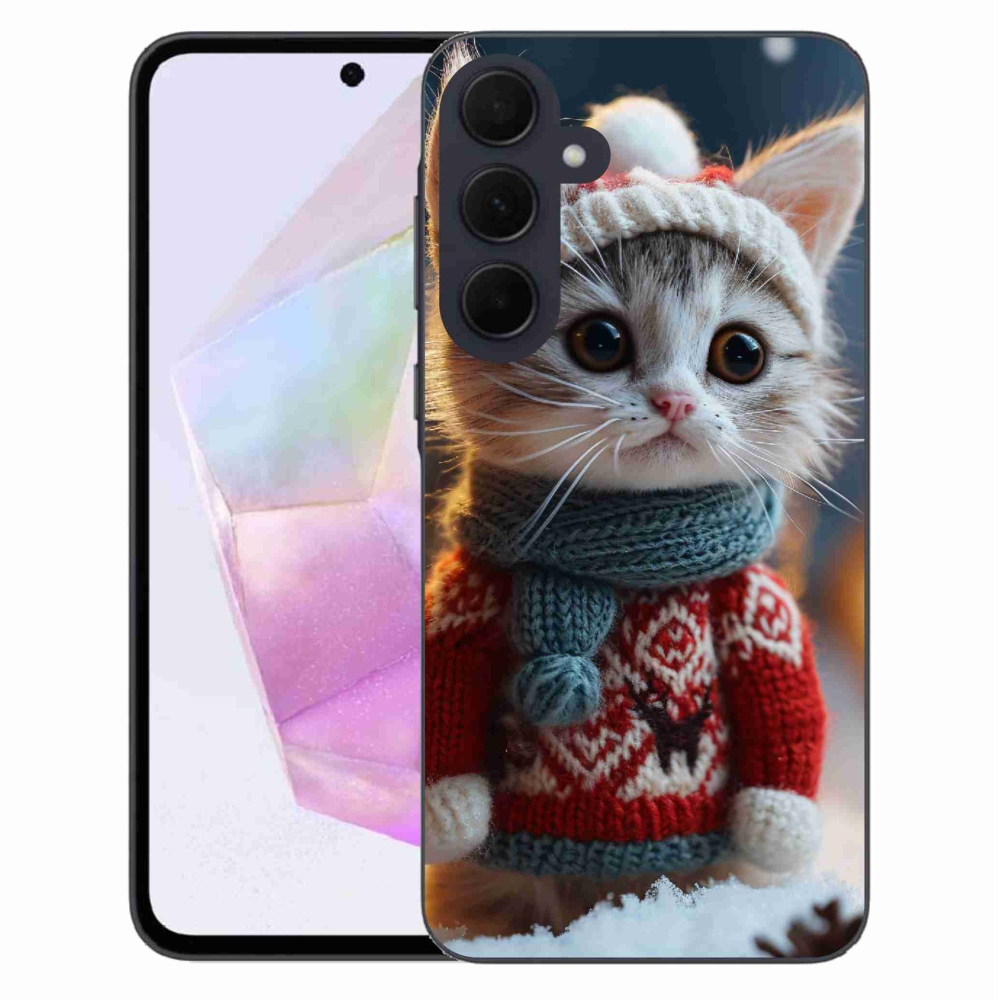 Zselés borítás mmCase Samsung Galaxy A35 5G - cica pulóverben