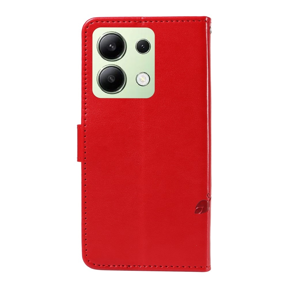 Virágos könyv tok Xiaomi Redmi Note 13-hoz - piros