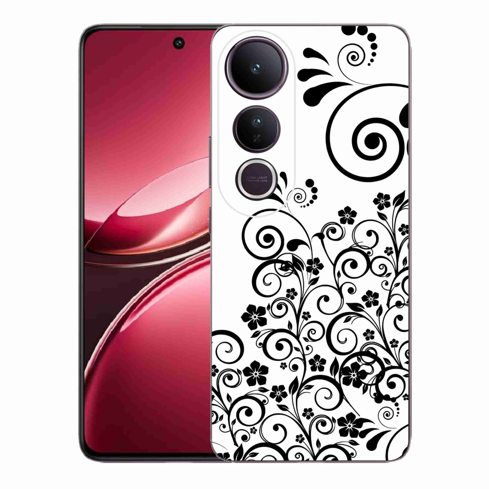 Gél borítás mmCase a Vivo V50 Lite 4G/5G készülékre - fekete és fehér virágminták