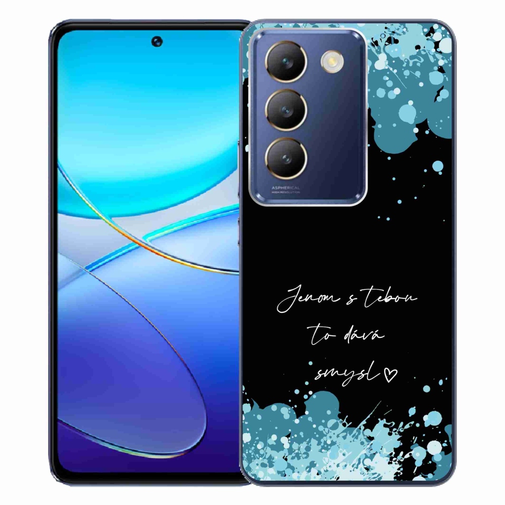 Gél borító mmCase a Vivo V40 SE 4G/5G - szerelem szöveg fekete háttérrel