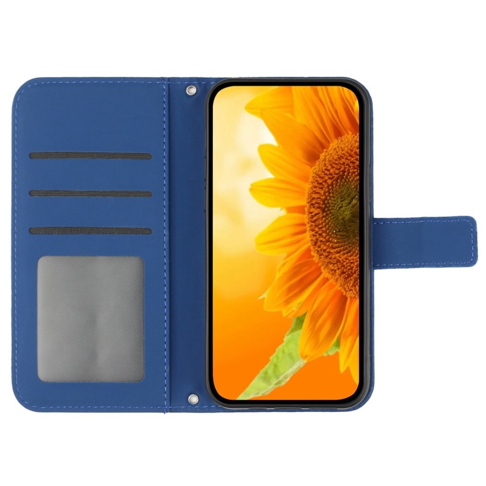 Napraforgó könyv tok a Xiaomi Redmi Note 14 Pro-hoz - kék