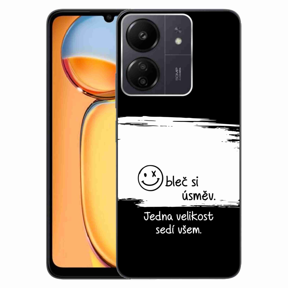 Gél borító mmCase a Xiaomi Poco C65/Redmi 13C-hez - vicces szöveg 8 fekete és fehér háttérrel