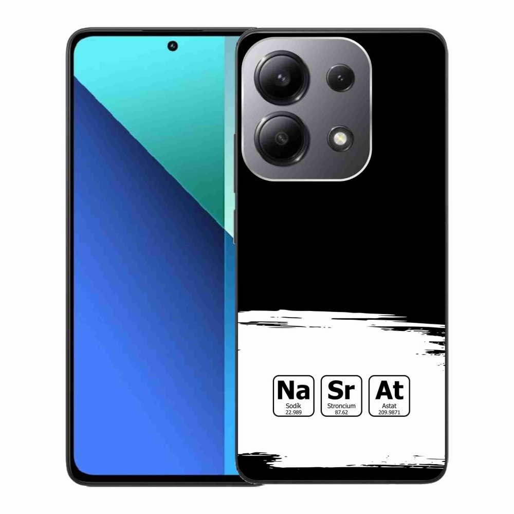 Gél borítás mmCase a Xiaomi Redmi Note 13-hoz - kémiai elemek fehér és fekete háttérrel