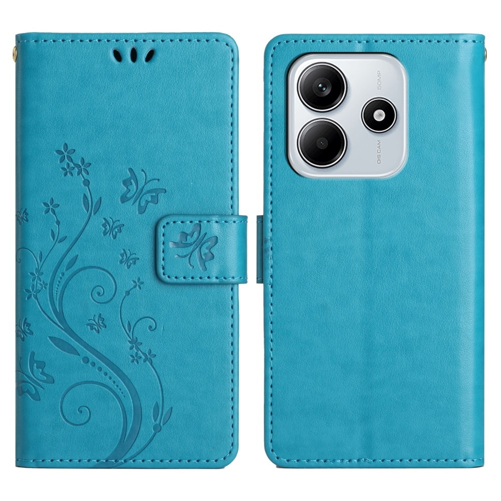 Virágok könyv tok Xiaomi Redmi Note 14 5G - kék