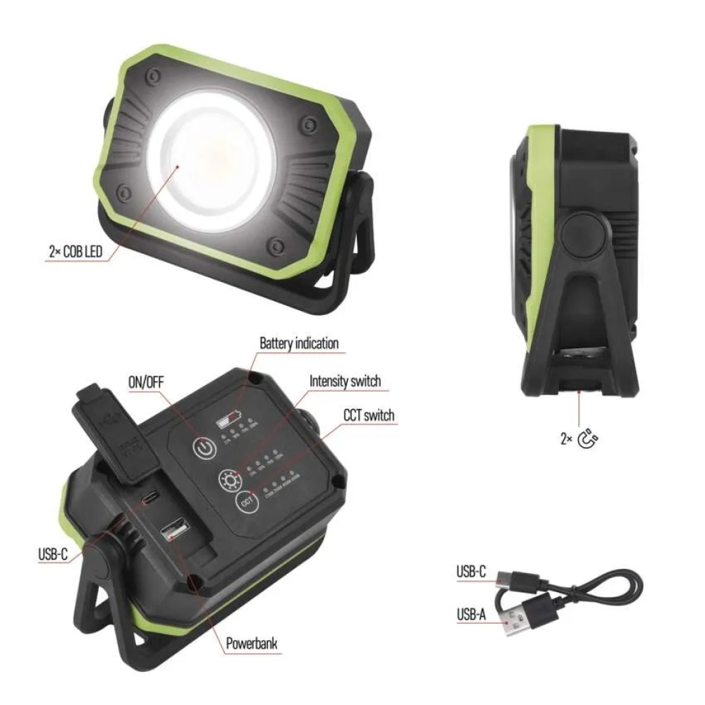 COB LED újratölthető munkalámpa P4542, 900 lm, 4400 mAh