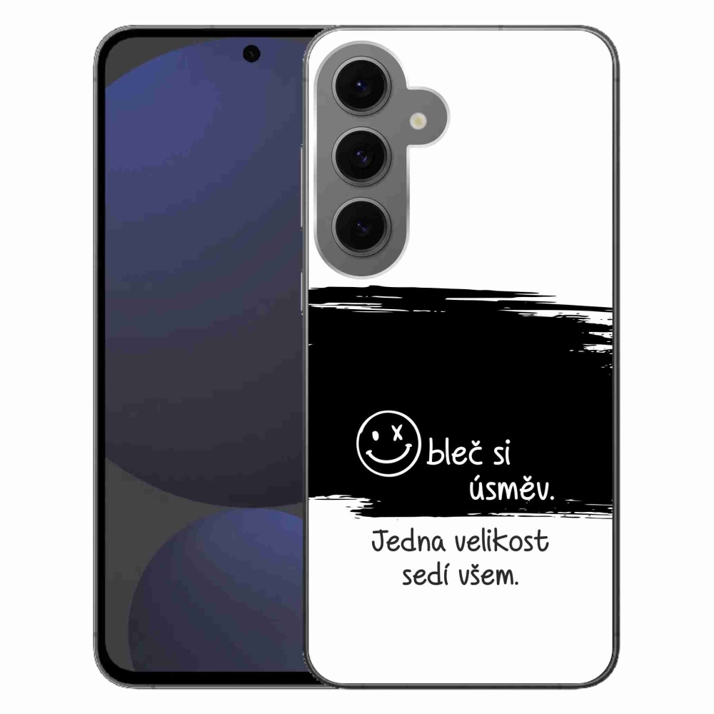 Gél borító mmCase Samsung Galaxy S24 FE készülékhez - vicces szöveg 8 fekete-fehér háttérrel