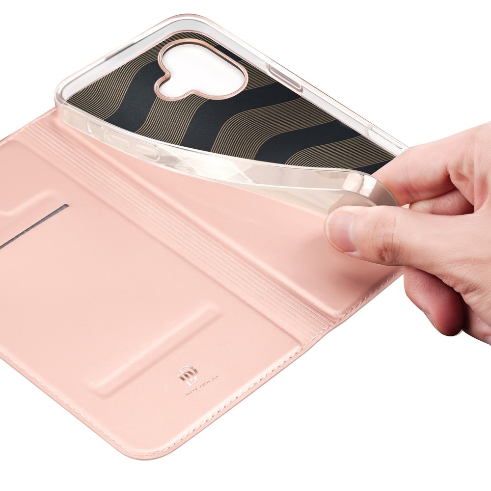 DUX könyvtáska iPhone 16 Plus készülékhez - rózsaarany