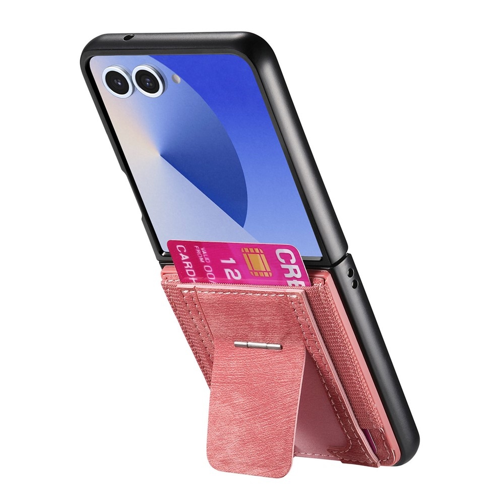 Luxus műanyag borítás műbőrrel a Samsung Galaxy Z Flip7 5G készülékre - rózsaszínű