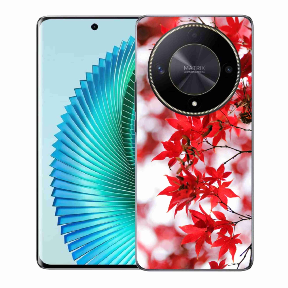 Zselés borítás mmCase a Honor Magic 6 Lite 5G készülékhez - piros levelek