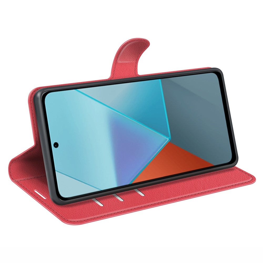 Litchi könyv tok Xiaomi Redmi Note 13 Pro 5G/Poco X6 5G - piros