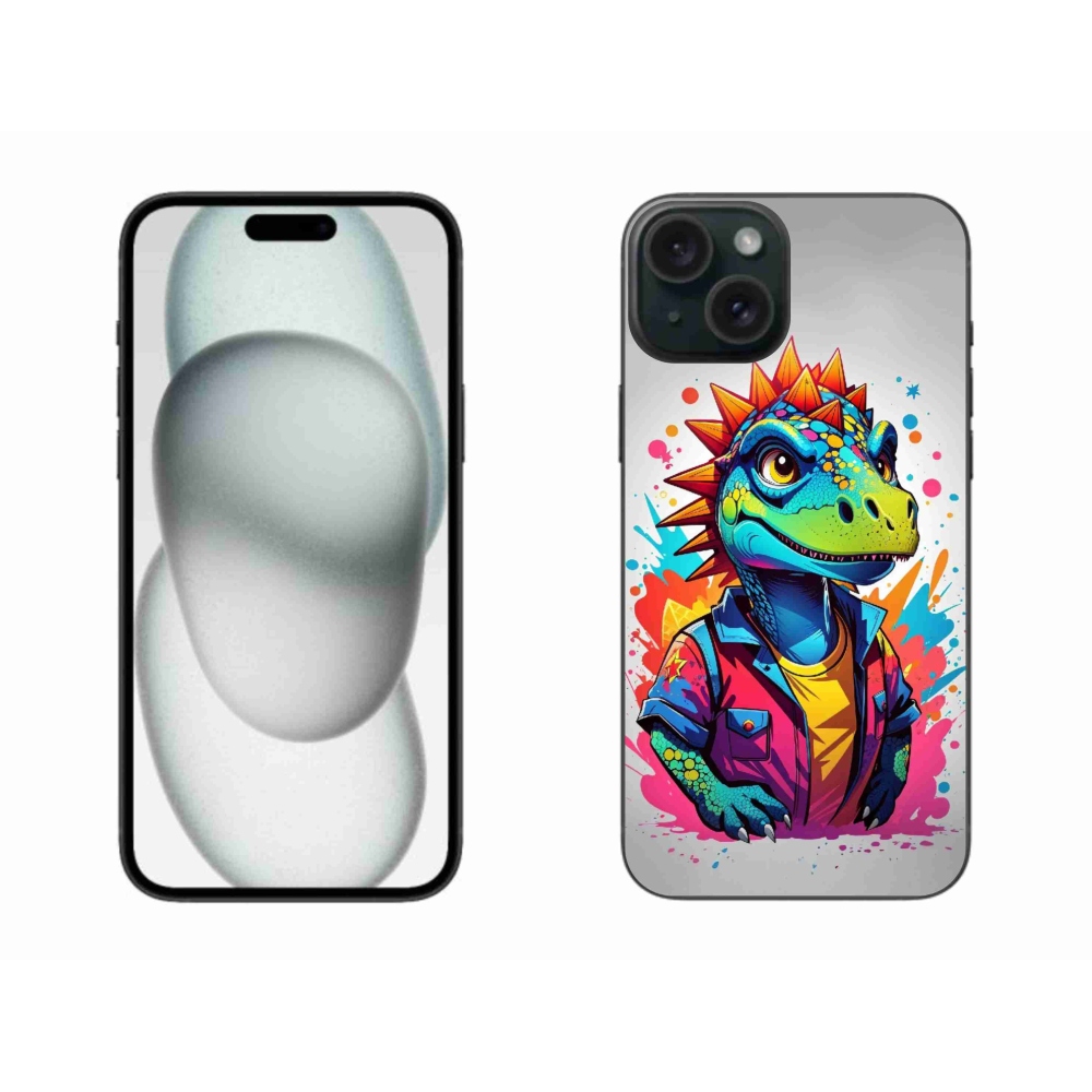 Zselés borítás mmCase iPhone 15 Plus készülékhez - színes dinoszaurusz