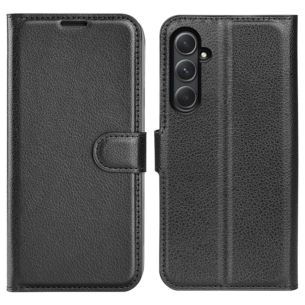 Litchi könyv tok Samsung Galaxy A55 5G - fekete