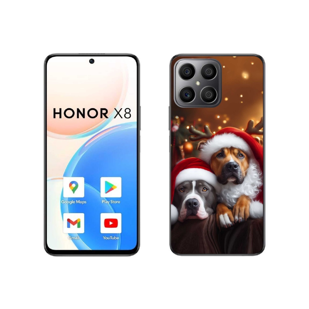 Gél borítás mmCase a Honor X8 4G-hez - Karácsonyi kutyák