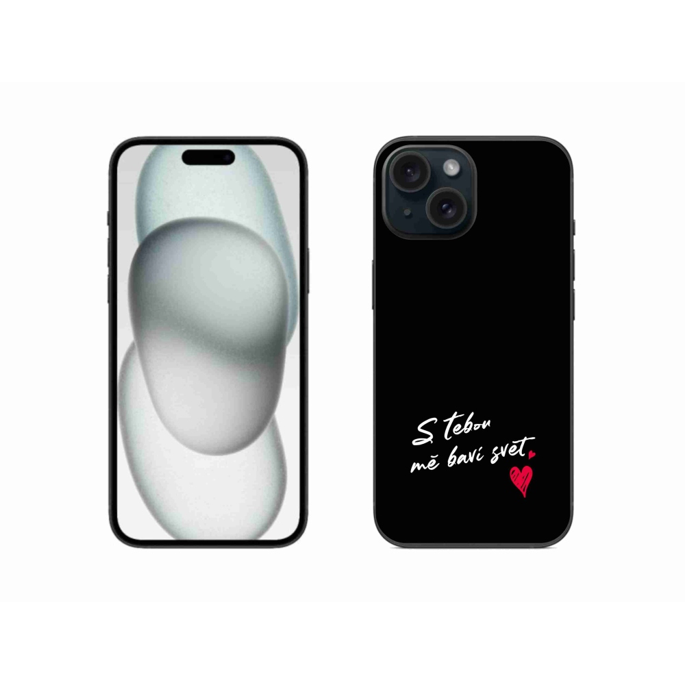 Gél borító mmCase iPhone 15 készülékhez - szerelmes szöveg 1 fekete háttér