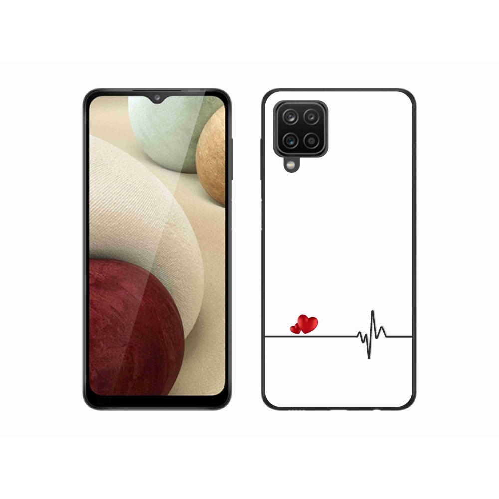 Gél borító mmCase Samsung Galaxy M12 készülékhez - szív és szívverés fehér háttérrel