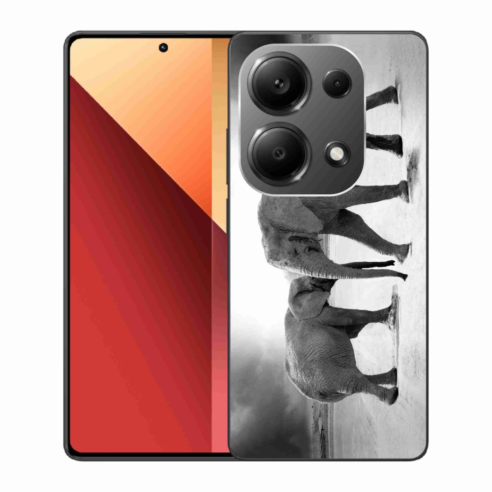 Gél borítás mmCase a Xiaomi Redmi Note 13 Pro 4G/Poco M6 Pro számára - fekete és fehér elefántok