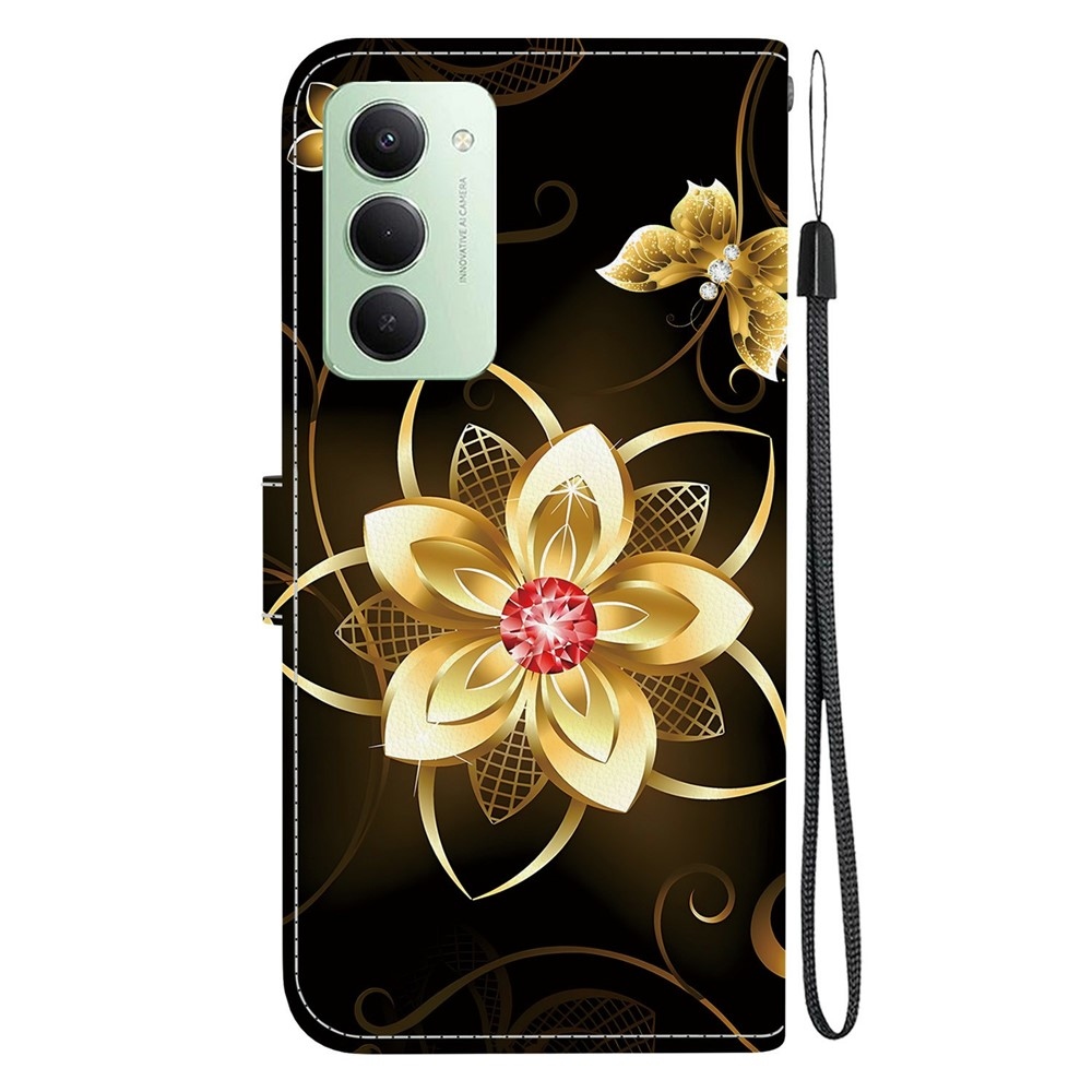Sokoldalú könyvtáska Xiaomi Redmi 15 4G (171mm) - aranyszínű virág