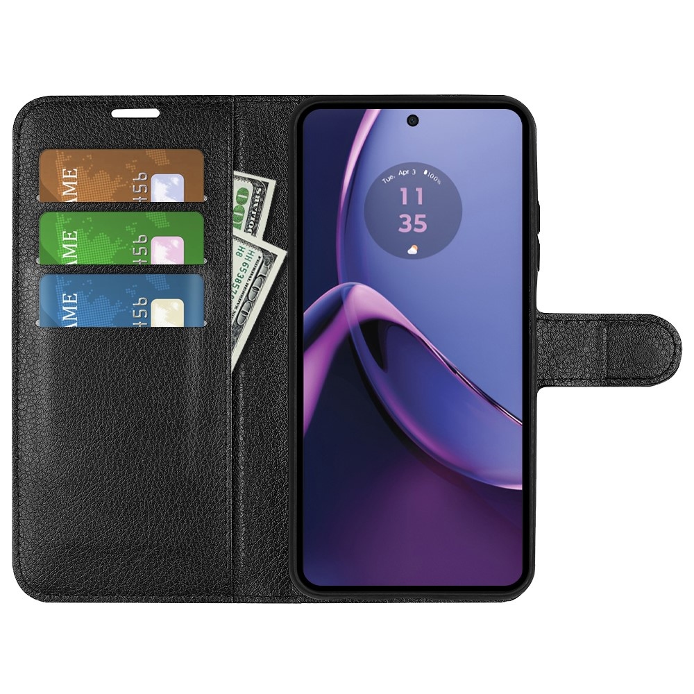 Litchi könyv tok Motorola Moto G84 5G-hez - fekete