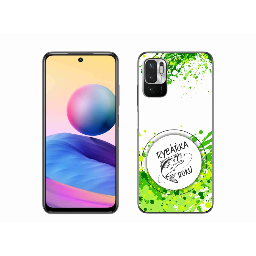 Gél borító mmCase a Xiaomi Redmi Note 10 5G-hez - az év horgásza fehér háttérrel