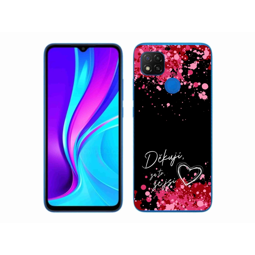 Gél borító mmCase a Xiaomi Redmi 9C - text in love 2 fekete háttérrel